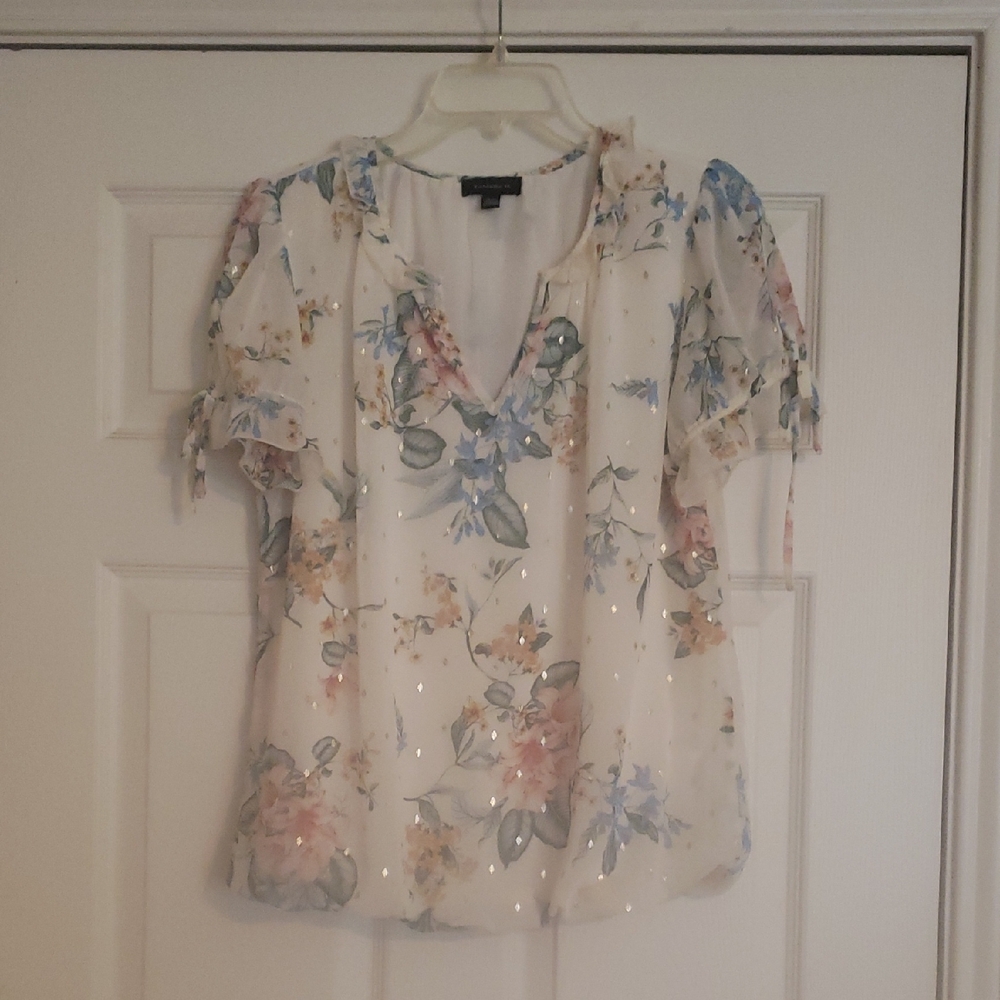 Womens Short Sleeve Blouse With Sparkle